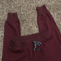 Small burgundy FIGS joggers