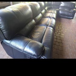 SECTIONAL GENUINE LEATHER RECLINER ELECTRIC BLACK COLOR.. DELIVERY SERVICE AVAILABLE 🚚💥🚚