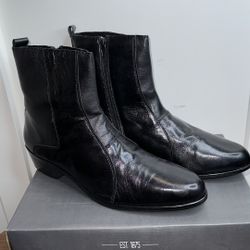 Stacy Adams, Santos, 100% Kidskin Leather, Side Zip, Men’s Boot, Color Black, Size 12