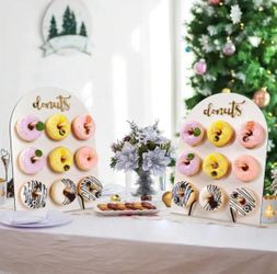 2Set 9 Hole Wooden Donut Display Stand, Home Donut Display Rack, Party Food Serving Stand, Birthday Wedding Family Event Party Food Rack, Donut Wooden