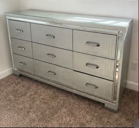 Mirrored Dresser with Crocodile Texture Drawers