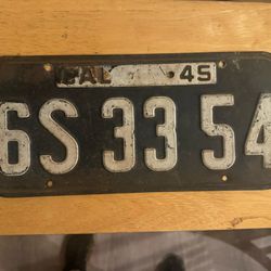 1945 CA License Plate