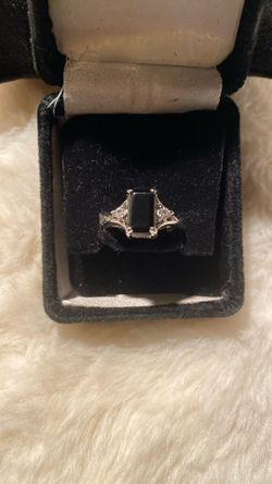 Vintage Avon Sterling Silver Onyx Ring,size 7