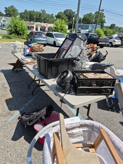 One dollar tables outside at grandma's warehouse