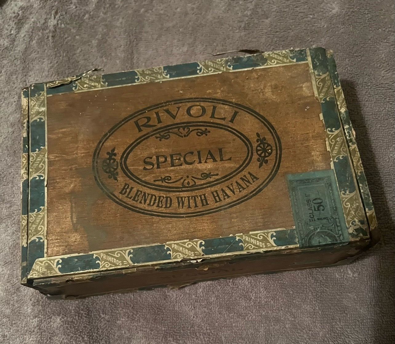Antique Rustic RIVOLI SPECIAL Wooden Cigar Box, Pantinated