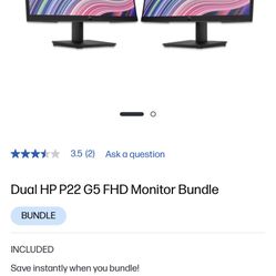 Dual HP Computer Monitors For Sale Barely Used 