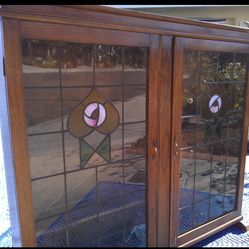 Antique Stained Glass Cabinet 