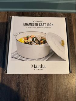 NEW Martha Stewart 6-Qt Enameled Cast Iron Dutch Oven – Cream/Ivory