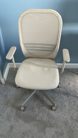 Cream Mesh Back Office Chair with Armrests