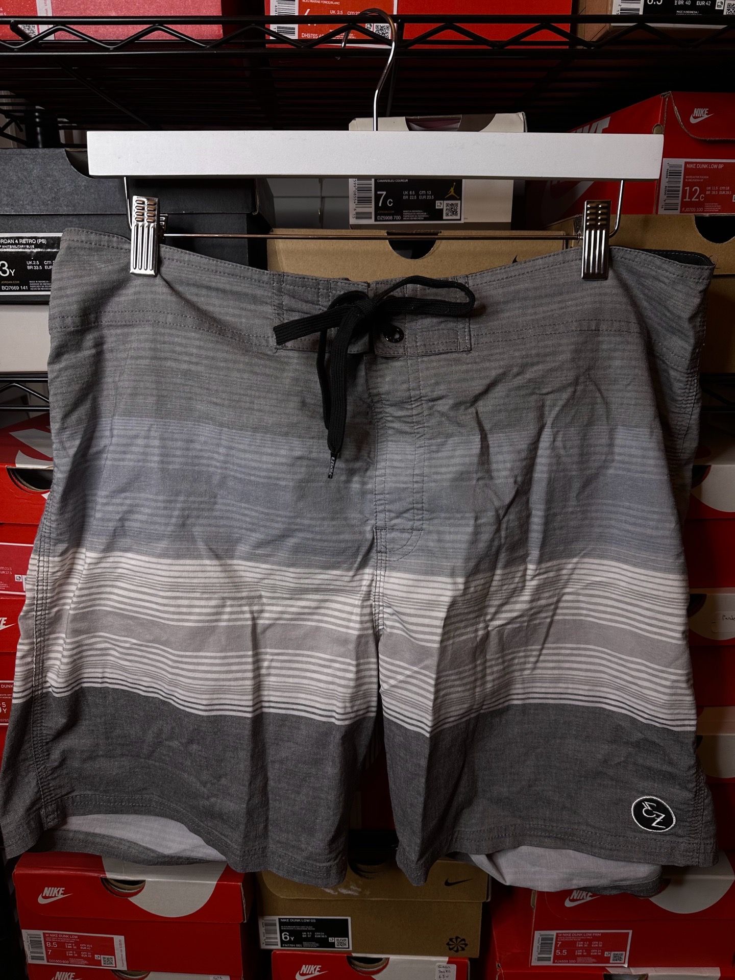 Ezekiel grey striped board shorts Size 36" used men’s