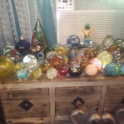Heavy Glass Paper Weights And Glass Balls Bundle,$180