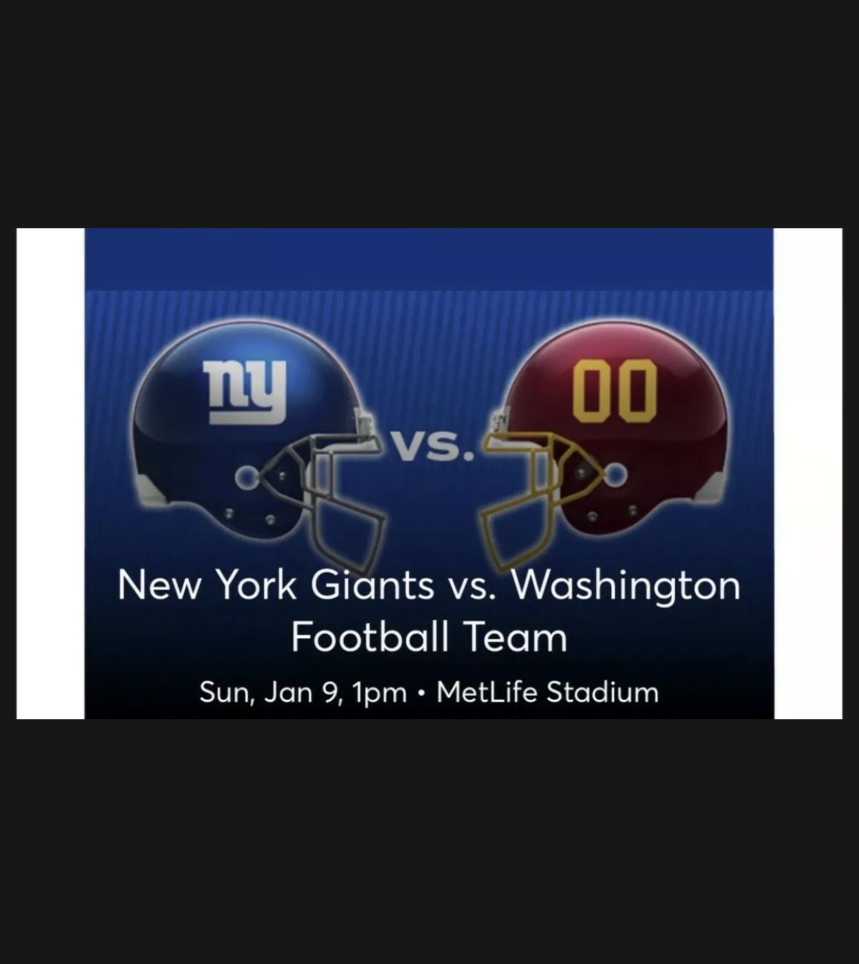 New York Giants vs. Washington Tickets w/ Parking