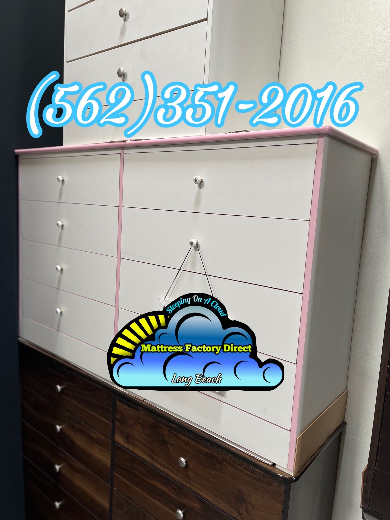 White Pink Eight Drawer Dresser Chest Cajonera Comoda 