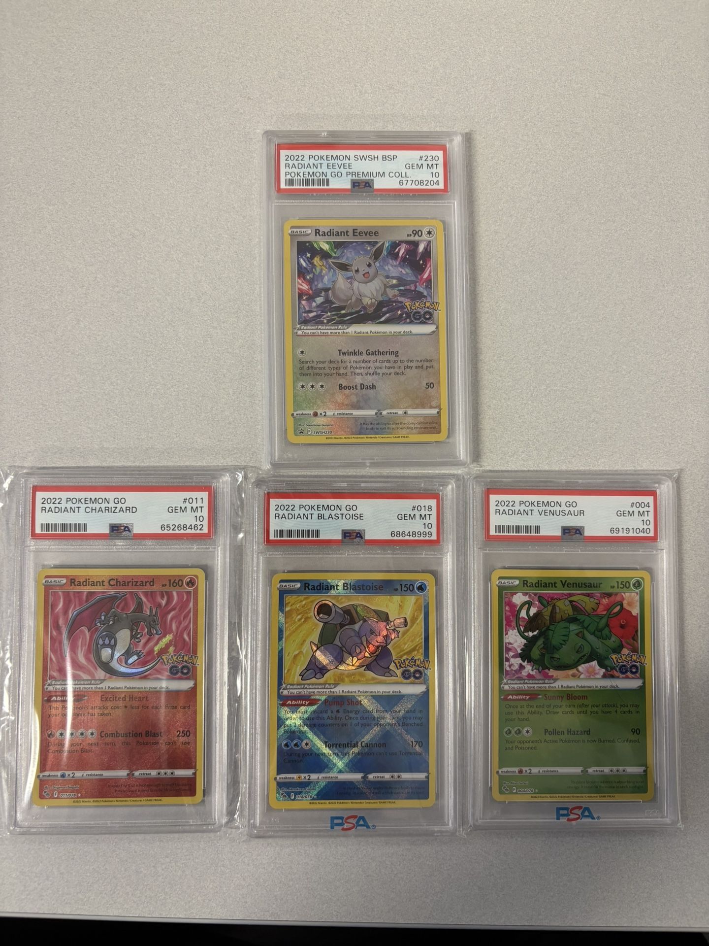 Radiant Charizard Blastoise Venusaur Eevee PSA 10 Set