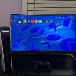PS5 Digital + 32” MSI Curved Gaming Monitor (165Hz