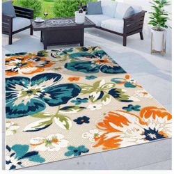 Floral Outdoor Rug 5 X 7