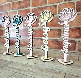 Personalized Name Standing Wooden Rose/gift