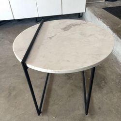 New White Marble End Table, Size : 22D x 19 H. Was $200 