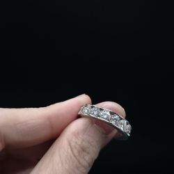 Half Eternity Sterling Silver, Moissanite Ring