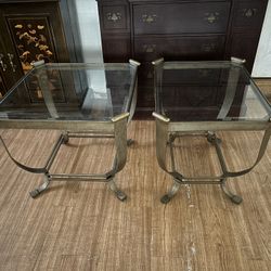 Glass Top Heavy Metal End Tables