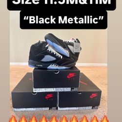 Nike Air Jordan 5 retro “Black Metallic” Size 11.5M & 11M