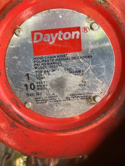 Dayton 1 ton manual chain hoist 10 foot chain