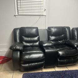 Set of 2 Leather Couches