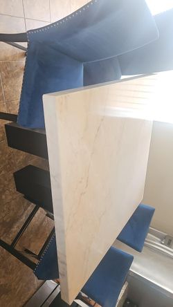 Marble Quartz Counter Height Table with 4 Chairs