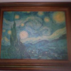 Starry Night Painting Vintage 