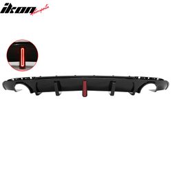 Fits 2015-2023 Chrysler 300 Gloss Black Rear Bumper Diffuser Shark Fin w/ LED Light