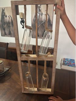 Hanging Quad Bud Vases Wood Wall Plaque