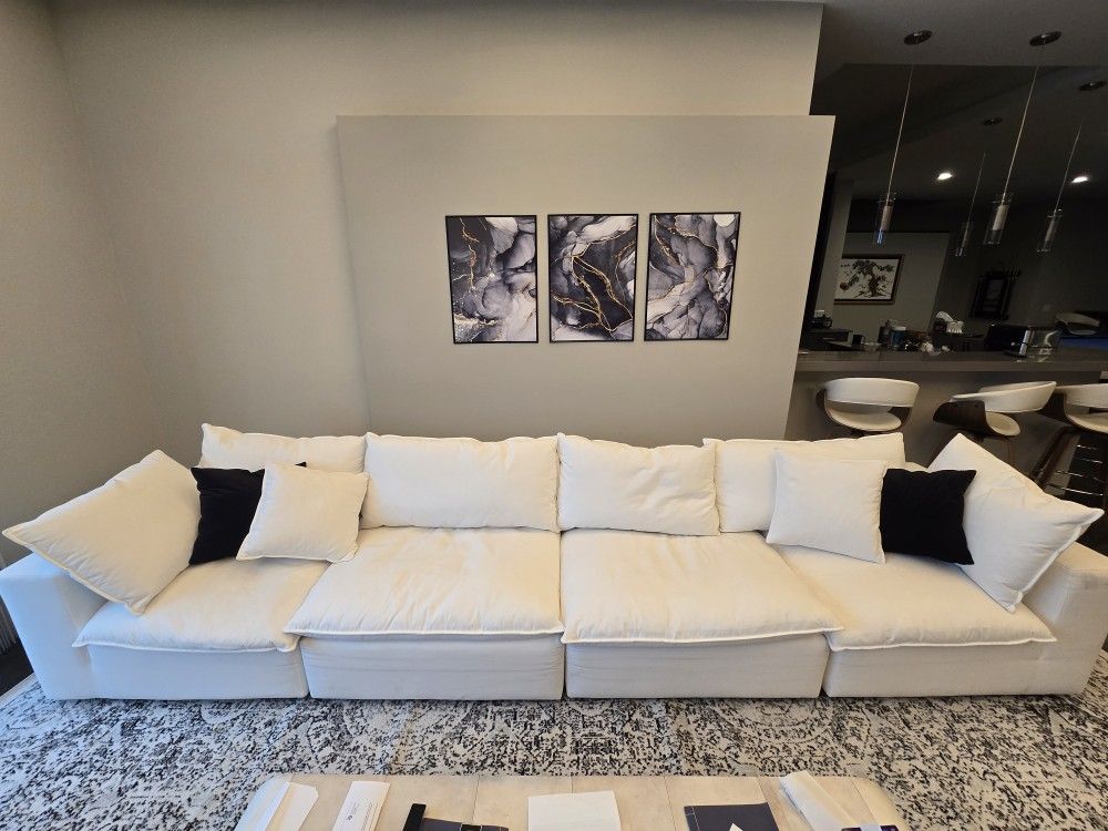 4 Seat White Sofa RH Dupe