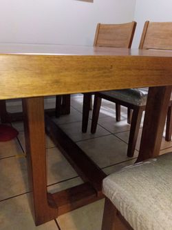 Wooden Dining Table with Chairs.   4' x 10' one bench