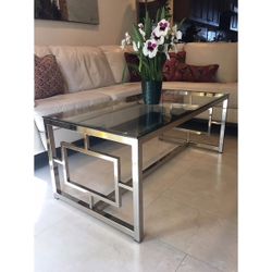 New glass chrome coffee table