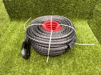 9.5mm x 29m UHMWPE Synthetic Winch Extension Rope w/ Soft Shackle Black