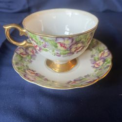 Vintage pansy  tea cup and saucer Royal Sealy China 