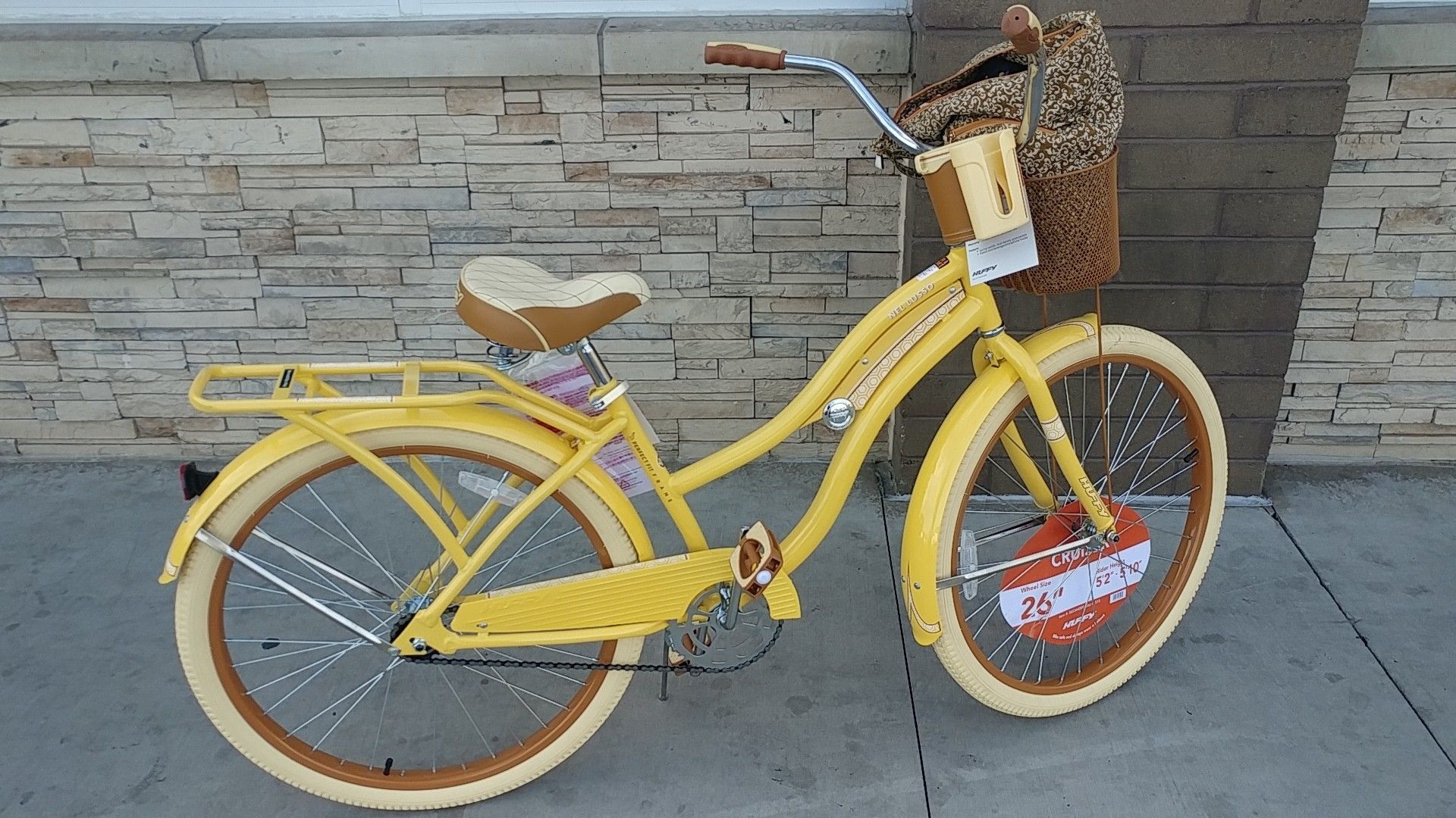 $80/OBO Huffy Nel Russo yellow beach cruiser bike