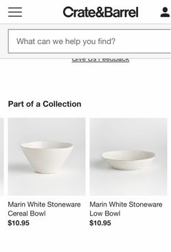 Crate&Barrel Marin White Stoneware Plates & Bowls