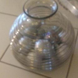 LARGE Round GLASS VASE &  GLITTER CHRISTMAS BALLS IN