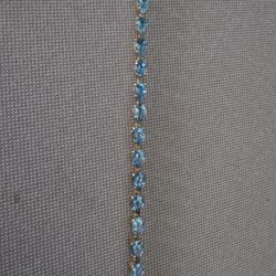 Vintage Stamp Pat. (contact info removed) 14k Yellow Gold Color Blue Tennis Bracelet 7" length