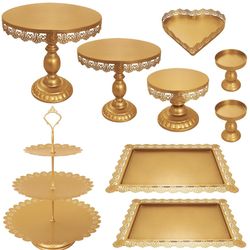 Set of 9 Cake Stands Metal Cupcake Stand Set Multiple Styles Candy Fruit Display Tower Dessert Plate Cake Serving Tray for Birthday Party Wedding Anni