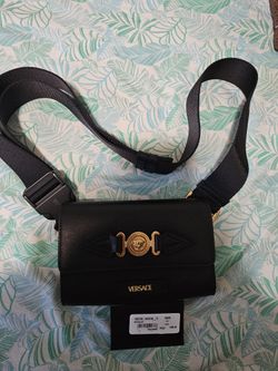 Versace Black Leather Gold Medusa Biggiw Logo