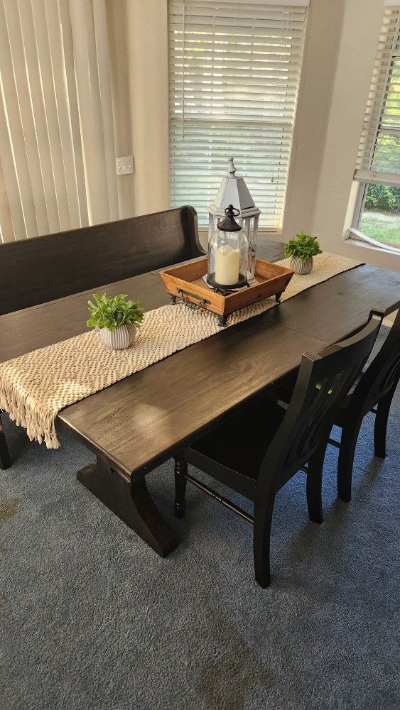 Dining Table With Chairs & Bench