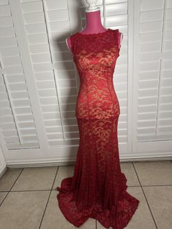 Red formal lace dress