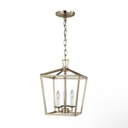 New 9.75” W Dianna 3-Light Satin Brass Hanging Mini Pendant Adjustable Height, Iron