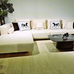 BRAND New 
Luxury Modern Sectional Sofa – Bouclé Fabric,Beige 
