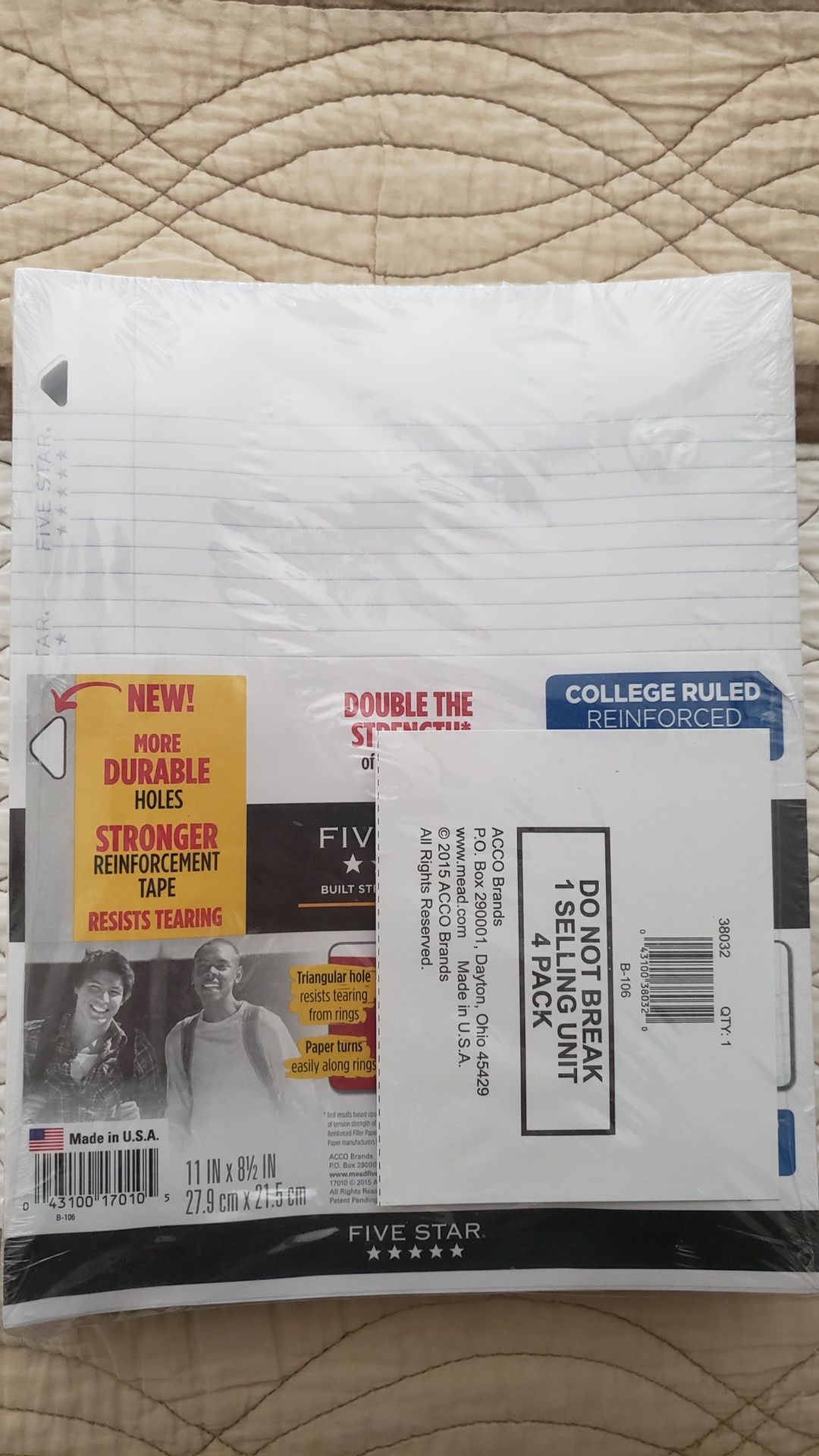 Reinforced Notebook Paper 4 pack of 100 sheet