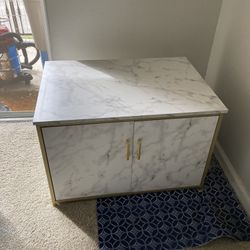 White Marble Design Cat Box Enclosure 