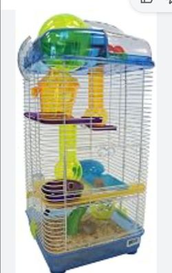 YML 3-Level Clear Plastic Dwarf Hamster Mice Cage with Ball on Top, Pink, 6 LBS (H3030PK)