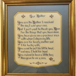 Framed needle point...with a sweet message for your mother-in-law